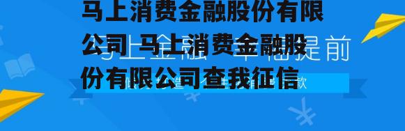 马上消费金融股份有限公司 马上消费金融股份有限公司查我征信