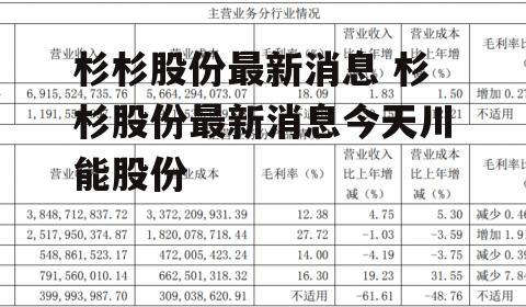 杉杉股份最新消息 杉杉股份最新消息今天川能股份