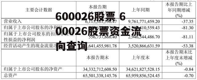 600026股票 600026股票资金流向查询