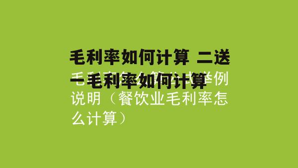 毛利率如何计算 二送一毛利率如何计算