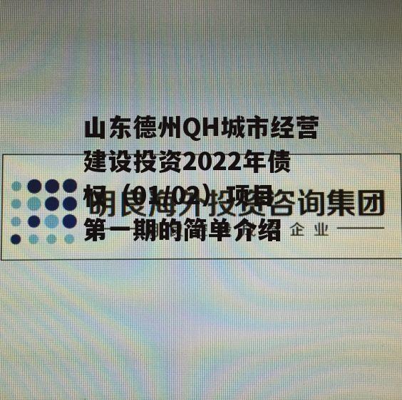 山东德州QH城市经营建设投资2022年债权（01/02）项目第一期的简单介绍