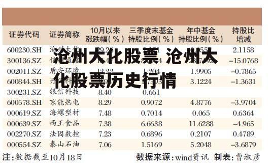 沧州大化股票 沧州大化股票历史行情