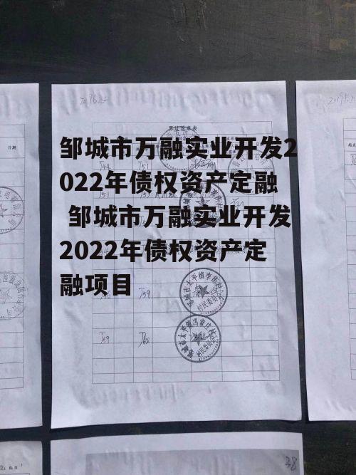 邹城市万融实业开发2022年债权资产定融 邹城市万融实业开发2022年债权资产定融项目