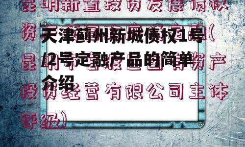 天津蓟州新城债权1号/2号定融产品的简单介绍