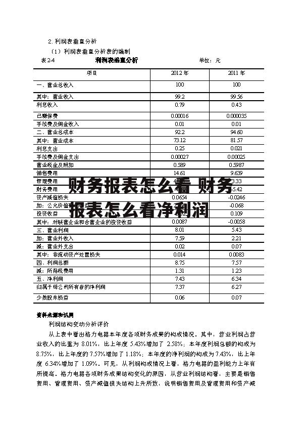 财务报表怎么看 财务报表怎么看净利润