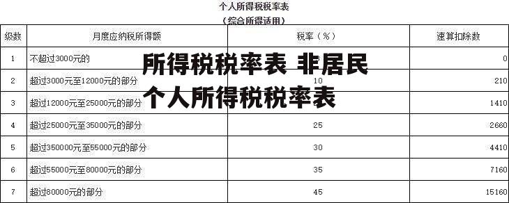 所得税税率表 非居民个人所得税税率表