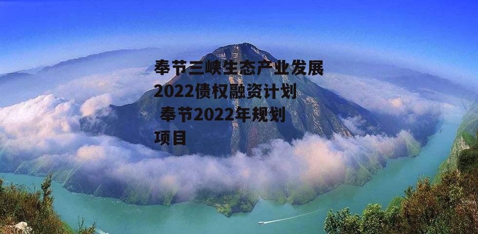 奉节三峡生态产业发展2022债权融资计划 奉节2022年规划项目