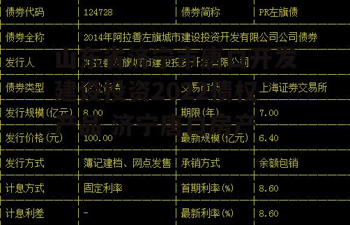 山东省济宁市唐口开发建设投资2022债权产品 济宁唐口房产