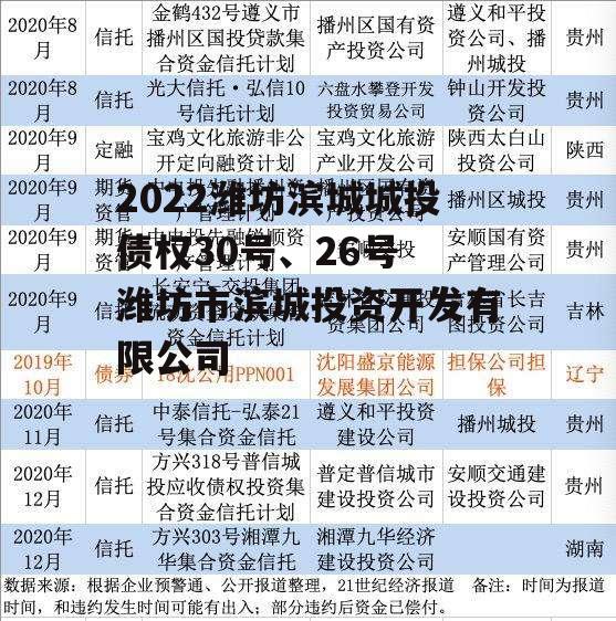 2022潍坊滨城城投债权30号、26号 潍坊市滨城投资开发有限公司