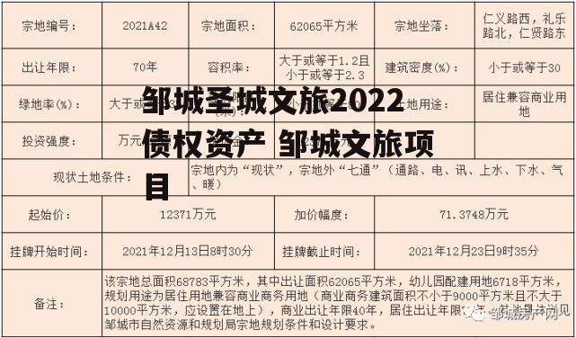 邹城圣城文旅2022债权资产 邹城文旅项目