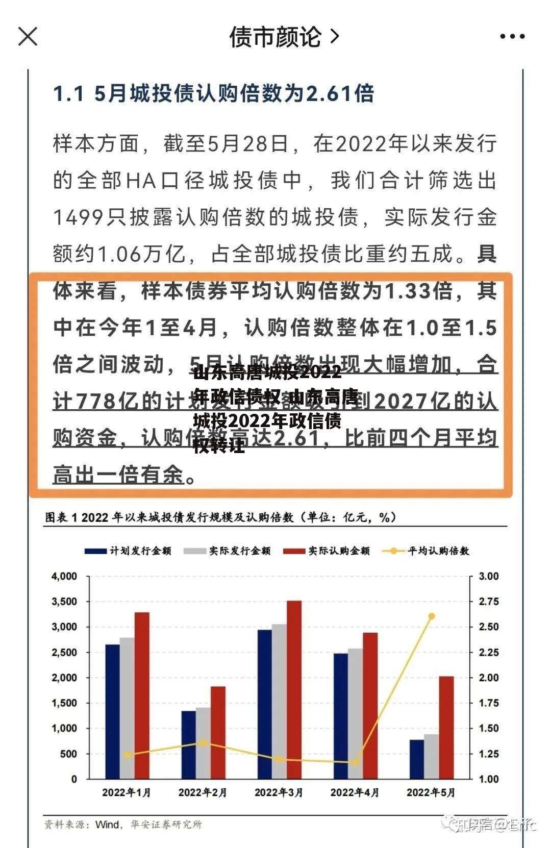 山东高唐城投2022年政信债权 山东高唐城投2022年政信债权转让