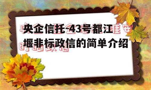 央企信托-43号都江堰非标政信的简单介绍