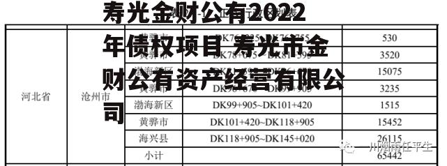 寿光金财公有2022年债权项目 寿光市金财公有资产经营有限公司