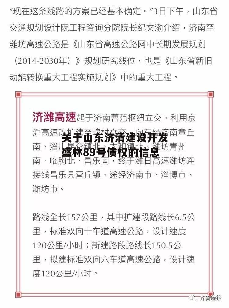 关于山东济清建设开发盛林89号债权的信息