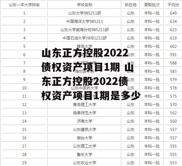 山东正方控股2022债权资产项目1期 山东正方控股2022债权资产项目1期是多少