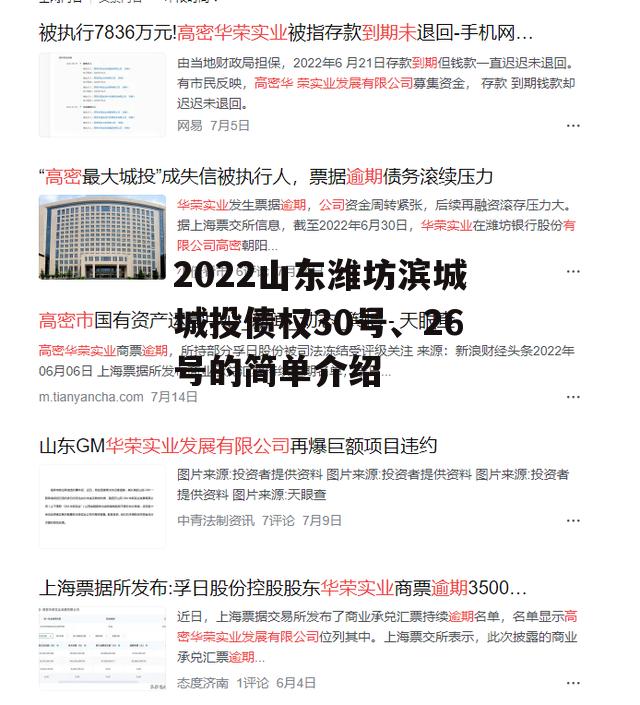 2022山东潍坊滨城城投债权30号、26号的简单介绍