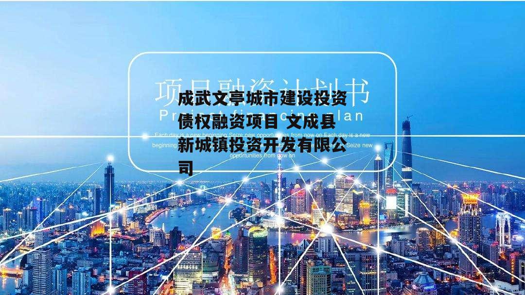 成武文亭城市建设投资债权融资项目 文成县新城镇投资开发有限公司