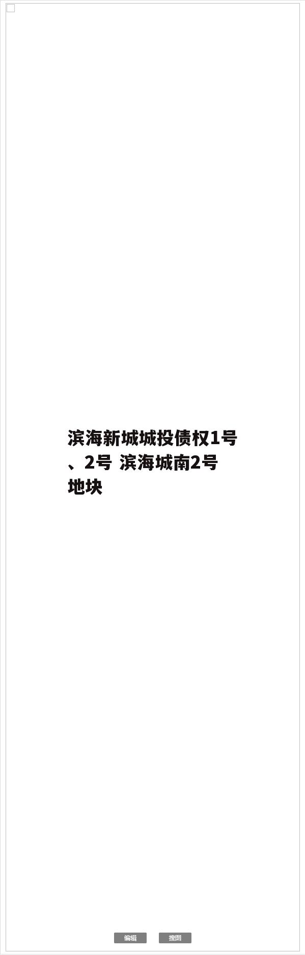 滨海新城城投债权1号、2号 滨海城南2号地块