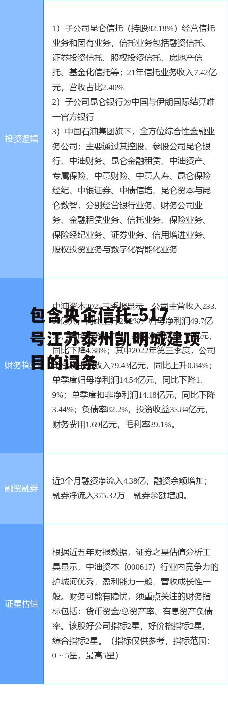 包含央企信托-517号江苏泰州凯明城建项目的词条