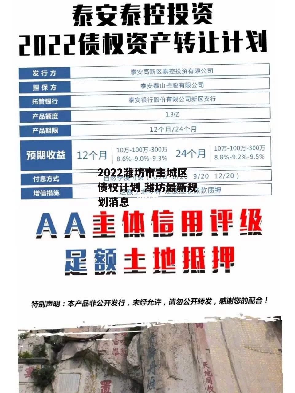 2022潍坊市主城区债权计划 潍坊最新规划消息