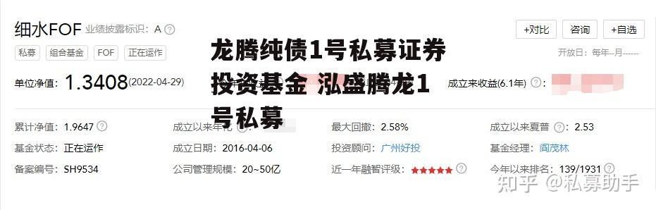 龙腾纯债1号私募证券投资基金 泓盛腾龙1号私募