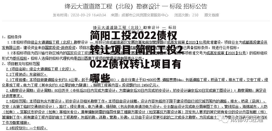 简阳工投2022债权转让项目 简阳工投2022债权转让项目有哪些