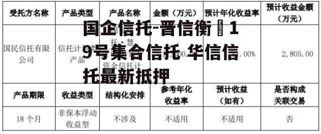 国企信托-晋信衡昇19号集合信托 华信信托最新抵押