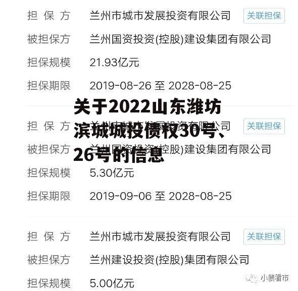 关于2022山东潍坊滨城城投债权30号、26号的信息