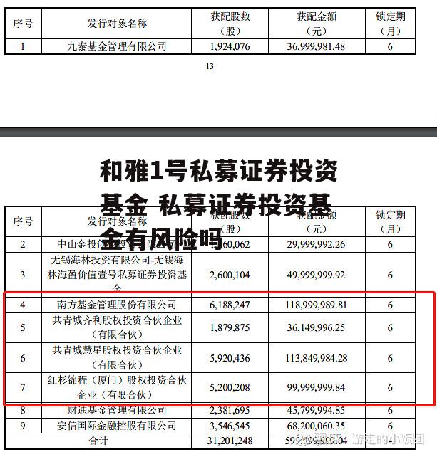 和雅1号私募证券投资基金 私募证券投资基金有风险吗