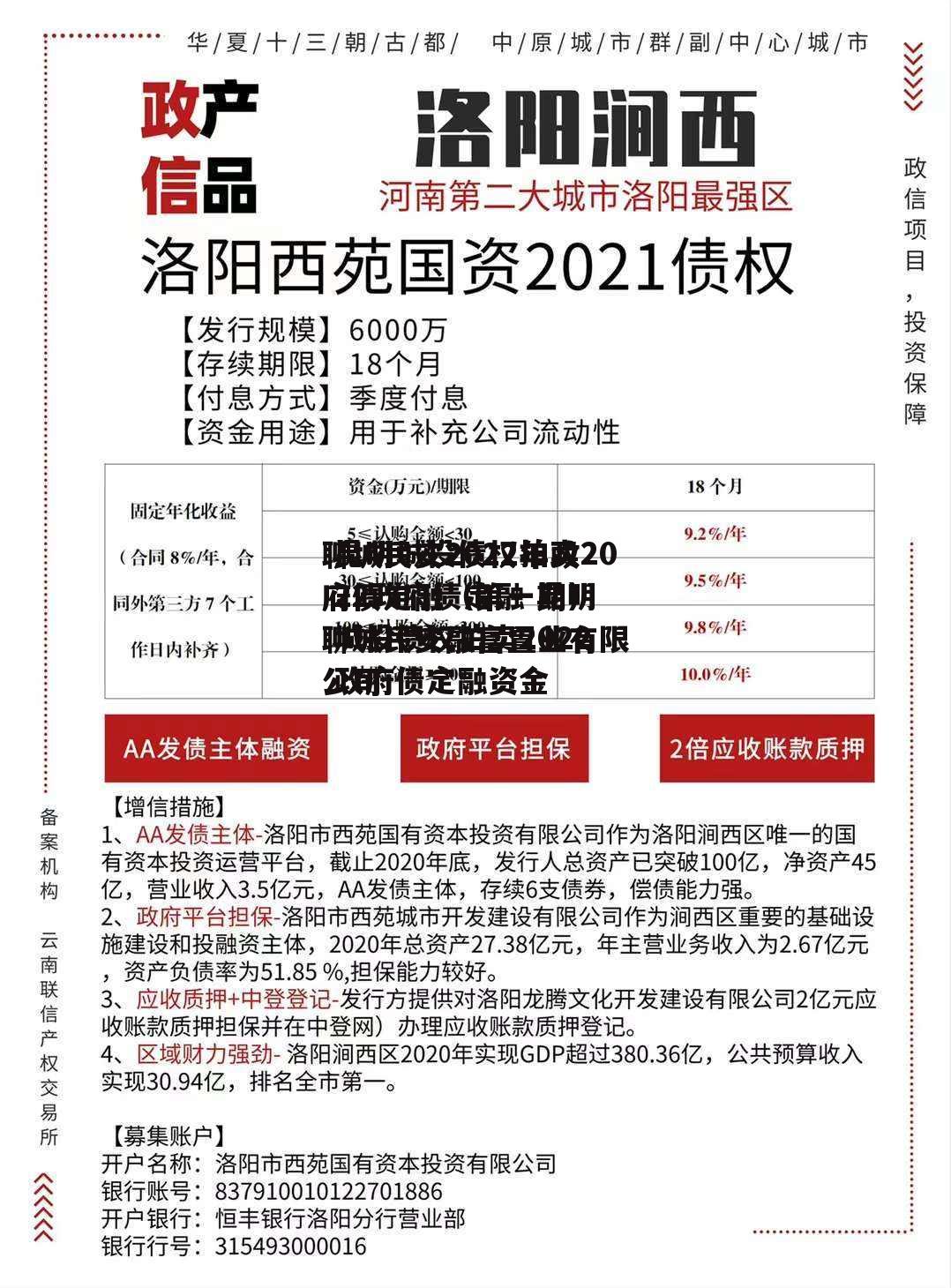 聊城民安2022年政府债定融（第一期） 聊城民安融富置业有限公司