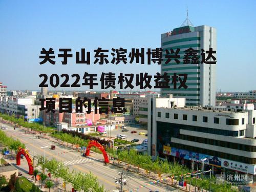 关于山东滨州博兴鑫达2022年债权收益权项目的信息