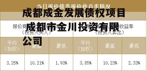 成都成金发展债权项目 成都市金川投资有限公司