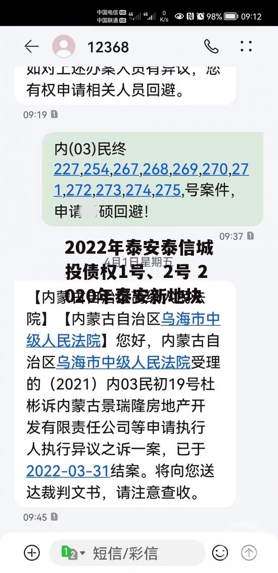 2022年泰安泰信城投债权1号、2号 2020年泰安新地块