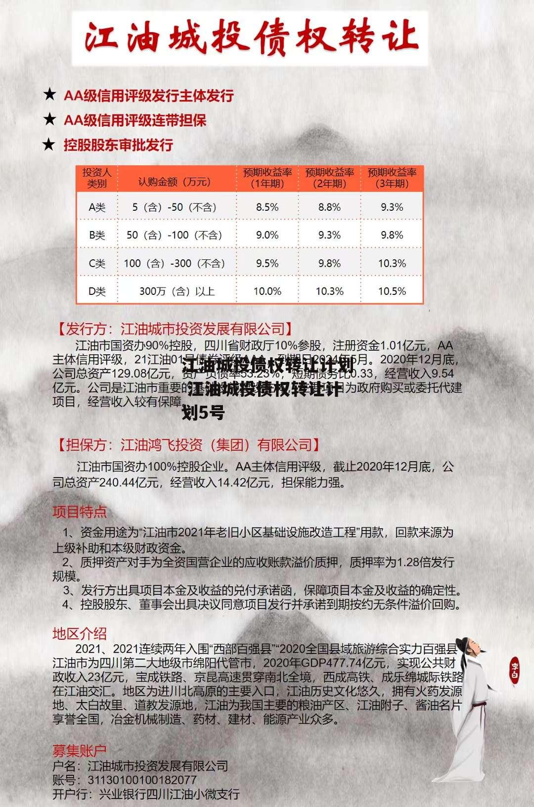 江油城投债权转让计划 江油城投债权转让计划5号