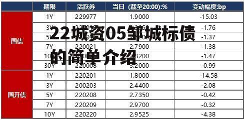 22城资05邹城标债的简单介绍