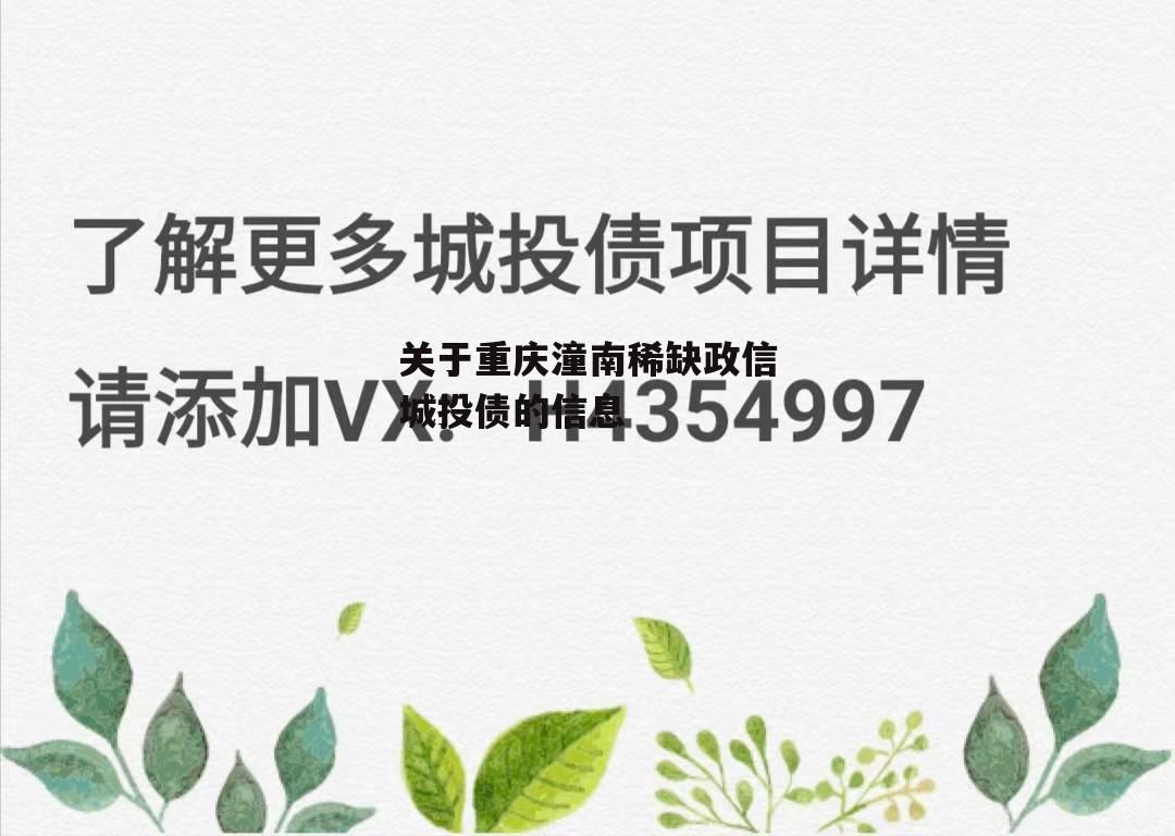 关于重庆潼南稀缺政信城投债的信息