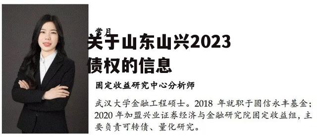 关于山东山兴2023债权的信息