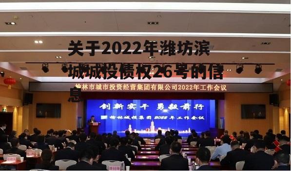 关于2022年潍坊滨城城投债权26号的信息