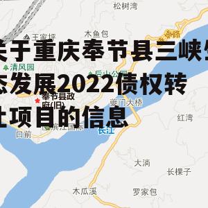 关于重庆奉节县三峡生态发展2022债权转让项目的信息