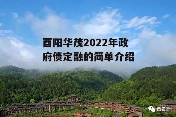 酉阳华茂2022年政府债定融的简单介绍