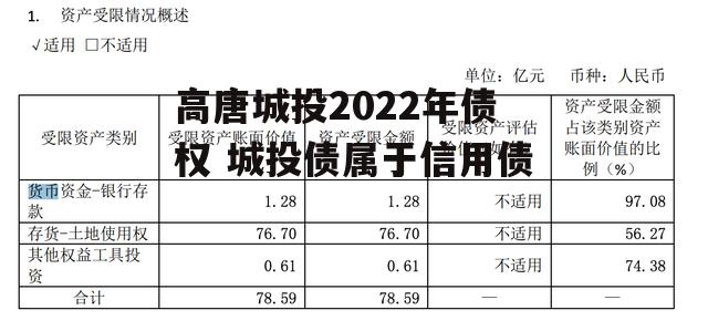 高唐城投2022年债权 城投债属于信用债