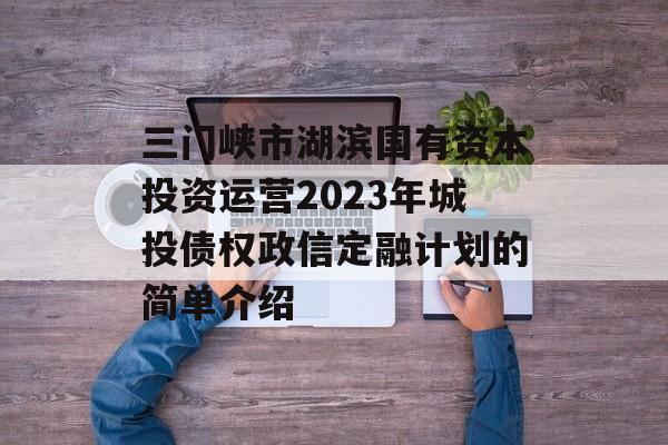 三门峡市湖滨国有资本投资运营2023年城投债权政信定融计划的简单介绍